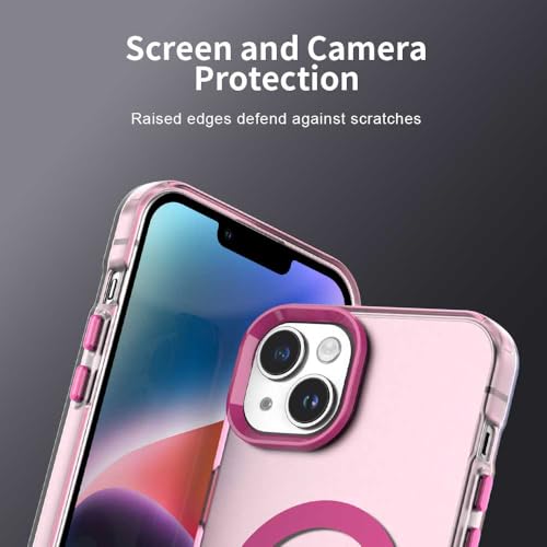 Elzzi Translucent Matte Back Cover for iPhone 15 Case, Shockproof Anti-Fingerprint Phone Cover with Magnetic Wireless Charging, MagSafe Compatible Protective Case for Men & Women (Pink) - Image 4