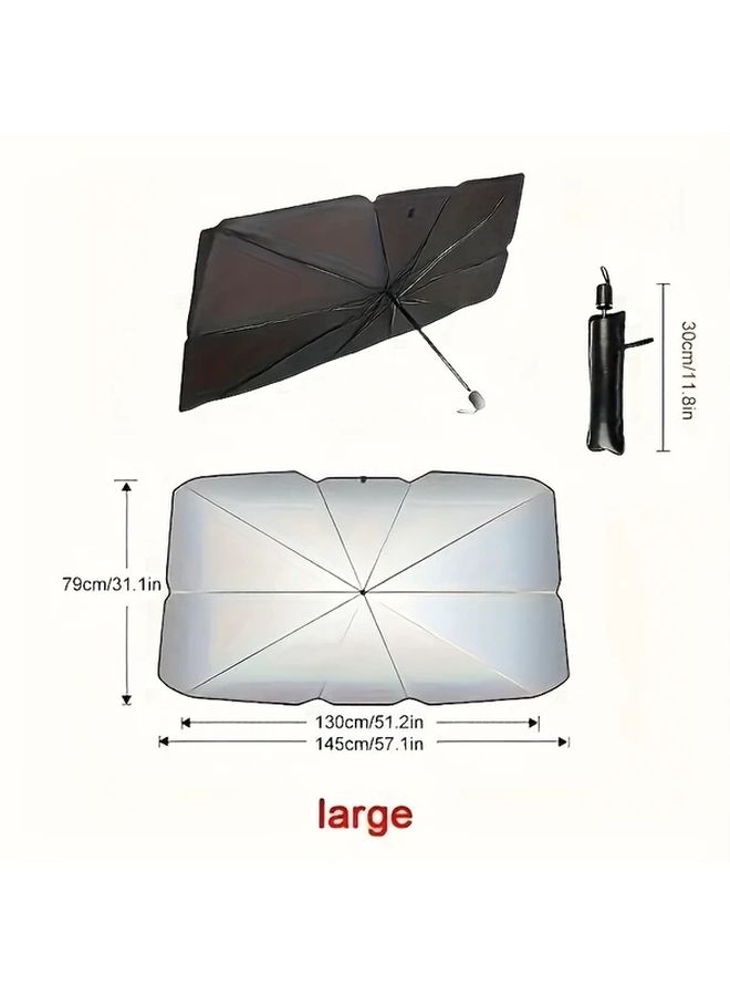 Black Car Windshield Sunshade Portable Foldable UV Protection Heat Reduction Thermal Insulation - Image 2