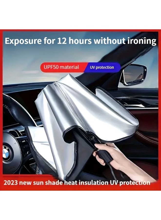 Black Car Windshield Sunshade Portable Foldable UV Protection Heat Reduction Thermal Insulation - Image 3
