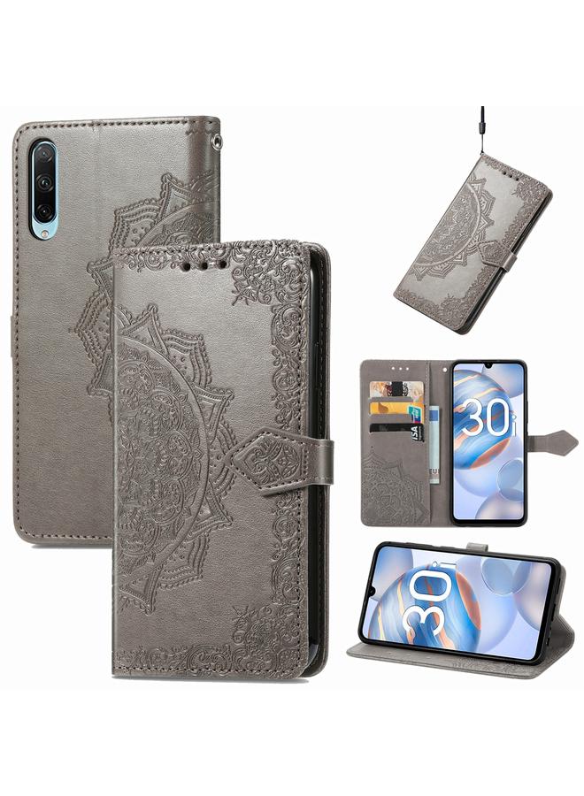 اس-توب جراب هاتف Honor 30i من الجلد المنقوش بزهرة ماندالا - Image 1