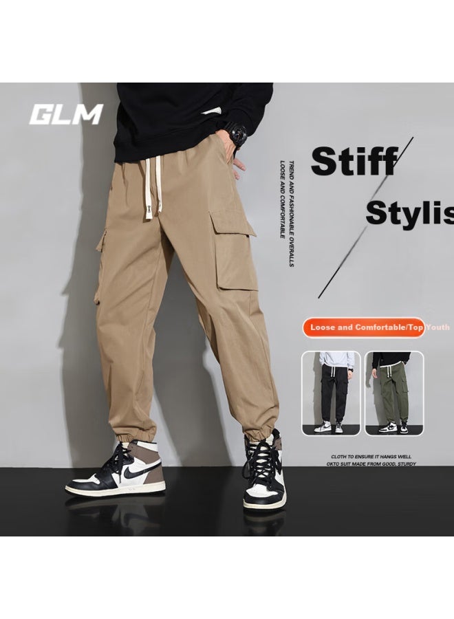 Glm Casual Pants For Men, Korean-Style Trendy Wide-Leg Versatile Loose-Fit Large Size Cargo Straight-Leg Jogger Pants Men'S Trousers