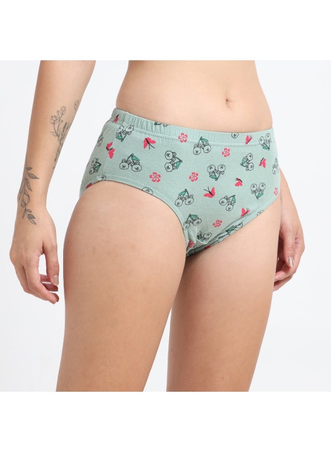 DUJE Women’s Printed Panties (3-Pack Combo 5 – Green, Black & Orange) | 95% Cotton 5% Spandex | Stretchable, Breathable, Sweat-Absorbing, Anti-Bacterial & Odour-Free Everyday Comfort Wear - Image 4