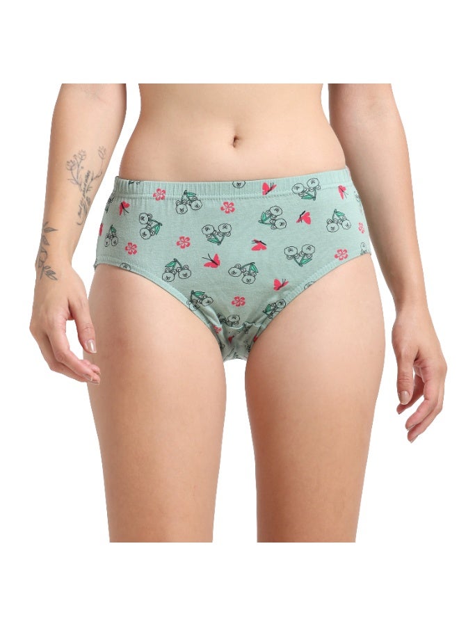 DUJE Women’s Printed Panties (3-Pack Combo 5 – Green, Black & Orange) | 95% Cotton 5% Spandex | Stretchable, Breathable, Sweat-Absorbing, Anti-Bacterial & Odour-Free Everyday Comfort Wear - Image 3