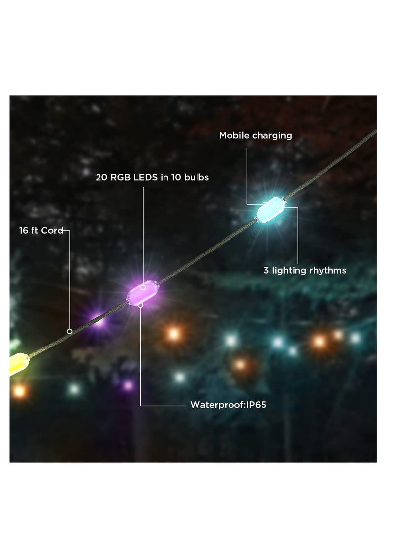 SYOSI Color Solar String Lights, Outdoor Camping String Lights with Lantern, Rechargeable & Power Bank, 3 Color Modes, IP65 Waterproof Xmas Lights for House Indoor Outside Decorations/Camping - Image 3