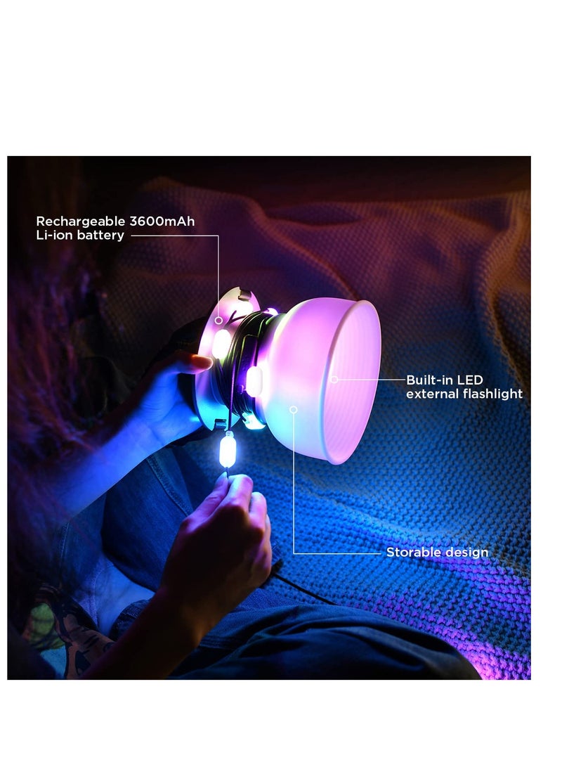 SYOSI Color Solar String Lights, Outdoor Camping String Lights with Lantern, Rechargeable & Power Bank, 3 Color Modes, IP65 Waterproof Xmas Lights for House Indoor Outside Decorations/Camping - Image 2