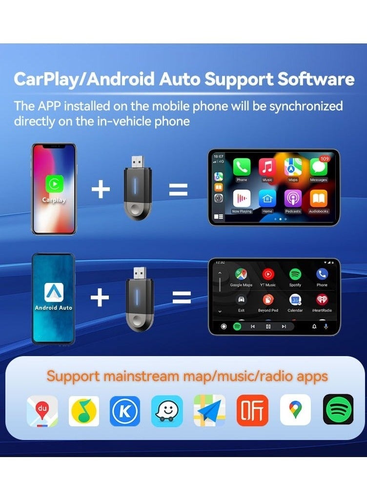 Makrystorm 2 in 1 Mini Carplay Wireless Adapter seamless integration Android Auto For Apple USB Type-C Dongle in Universal car - Image 4