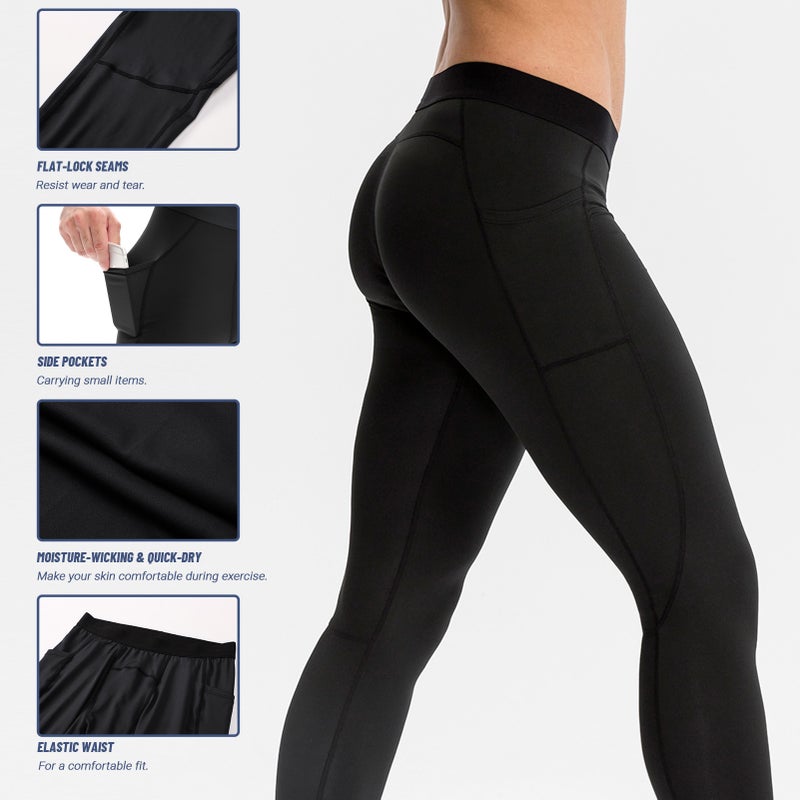 Men Sports Pants Elastic Waist Side Pockets Moisture-wicking Stretchy Tights Running Weightlifting Athletic Leggings - Image 5