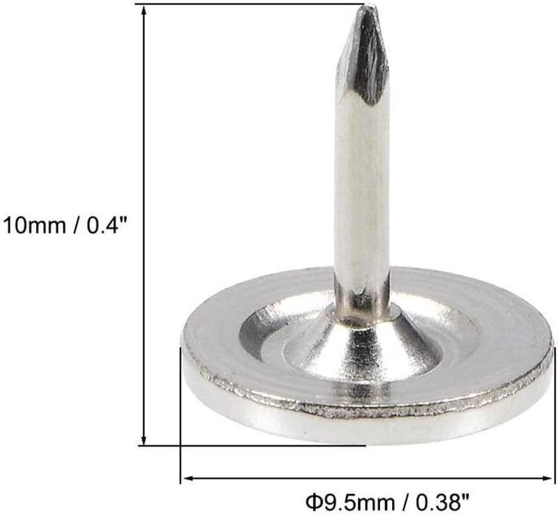 TOP-VIGOR 50pcs Silver Flat Head Upholstery Tacks, Heavy Duty Push Pins, 9.5 x 10mm Decorative Thumb Tacks for Wall, Cork Board, Furniture and Notice Board - Image 2