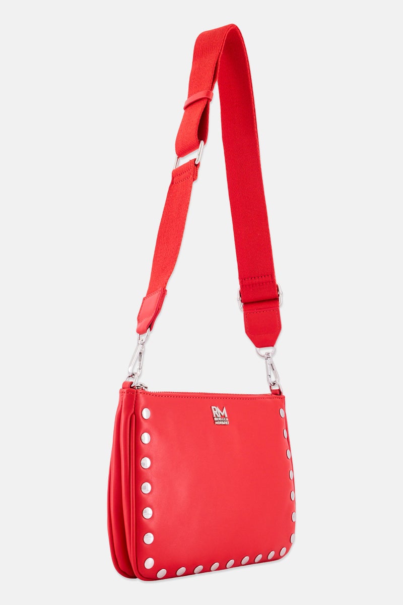 Rebecca Minkoff حقيبة كتف نسائية بشعار العلامة التجارية، حمراء - Image 2