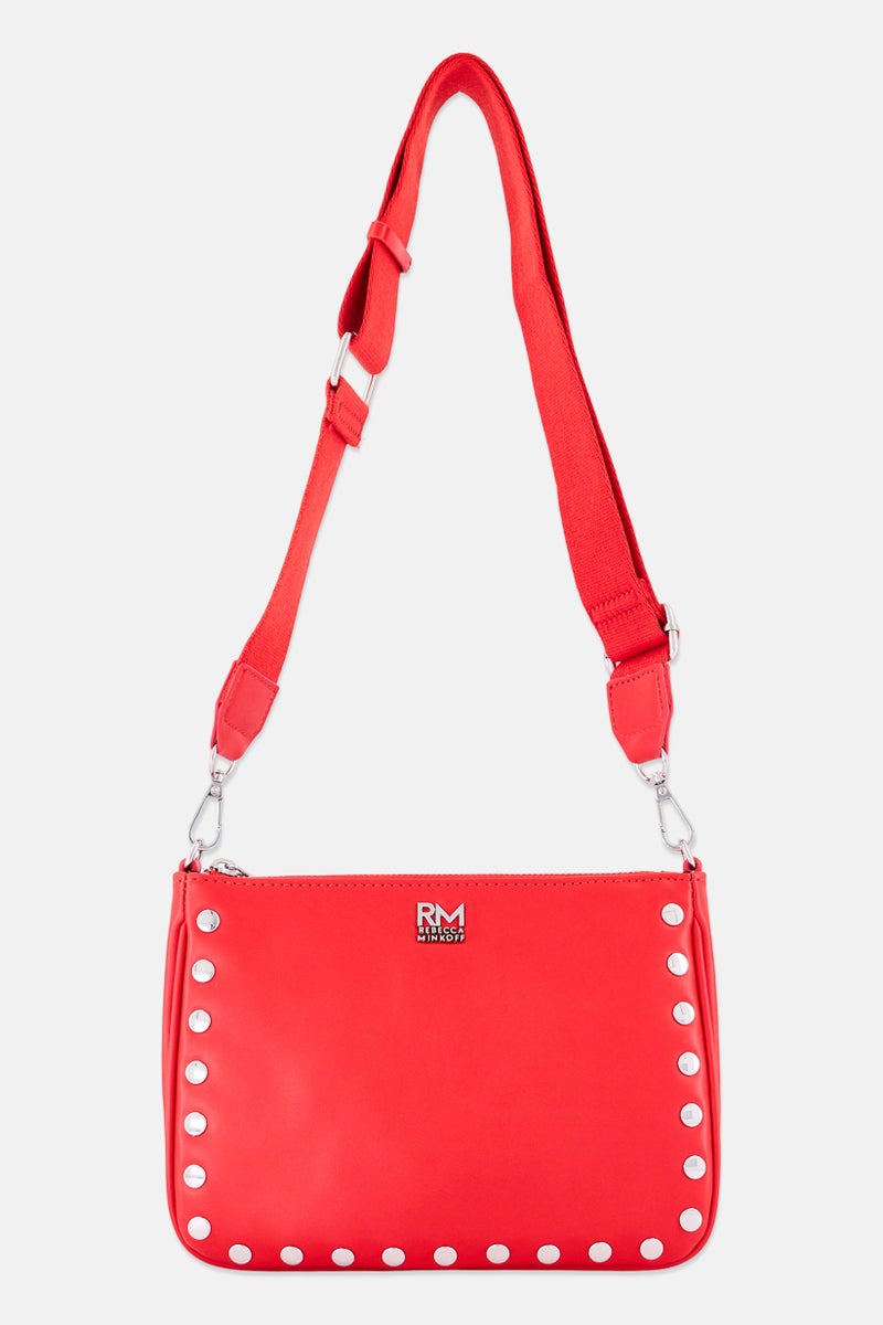 Rebecca Minkoff حقيبة كتف نسائية بشعار العلامة التجارية، حمراء - Image 1
