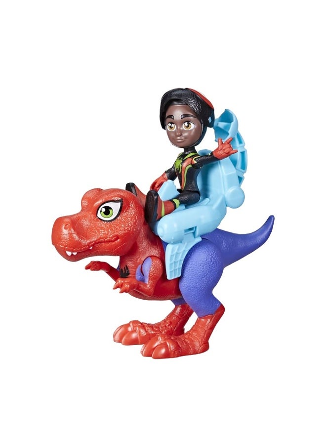 MARVEL Marvel Spidey & His Amazing Friends Dino-Webs Spidey-Rex & Miles Spin Morales Action Figure  - Image 1