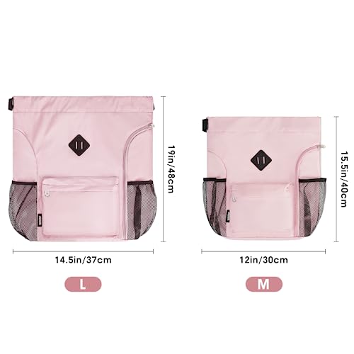 WANDF Drawstring Backpack Sports Gym Bag with Shoes Compartment, Water-Resistant String Backpack Cinch for Women Men (Small,Pink) - Image 5