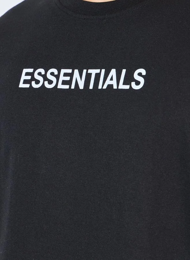 Styli Oversized Essential Chest Print Contrast Hem T-Shirt