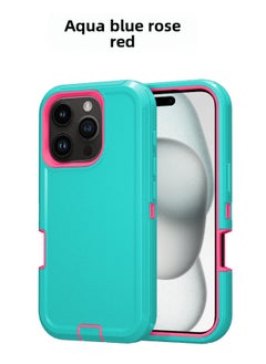 For Iphone 16promax Three-proof Mobile Phone Case Iph16plus Anti-drop Mobile Phone Case Hot Sale-Color:water Blue Rose Red-Applicable Model:For Iphone16Plus Single Chassis