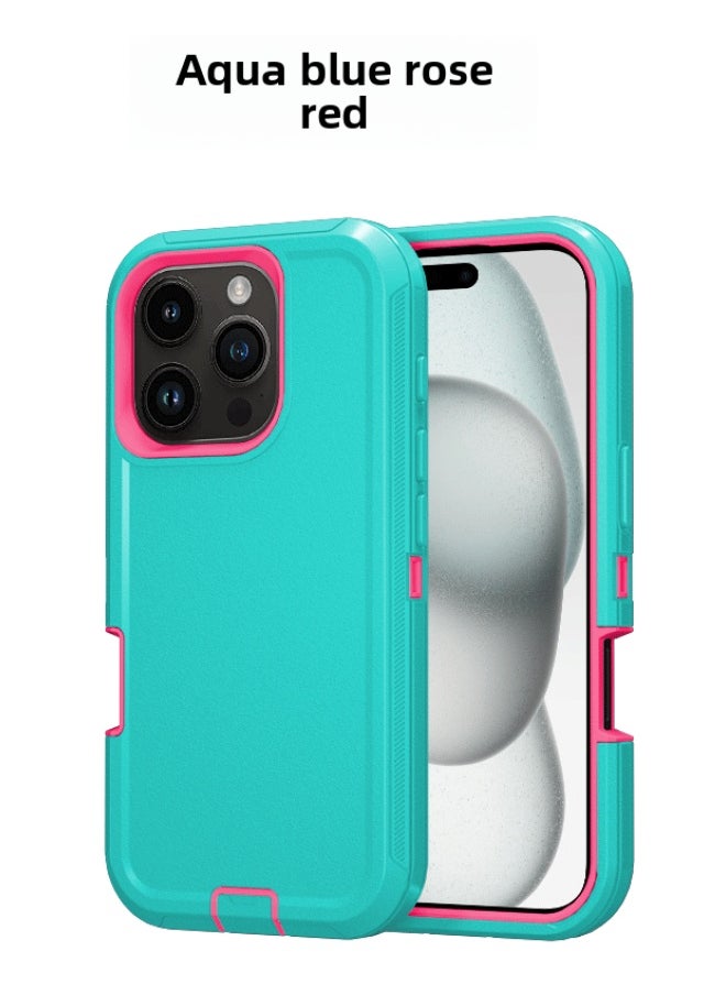 Generic - For Iphone 16promax Three-proof Mobile Phone Case Iph16plus Anti-drop Mobile Phone Case Hot Sale-Color:water Blue Rose Red-Applicable Model:For Iphone16Plus Single Chassis - Image 1