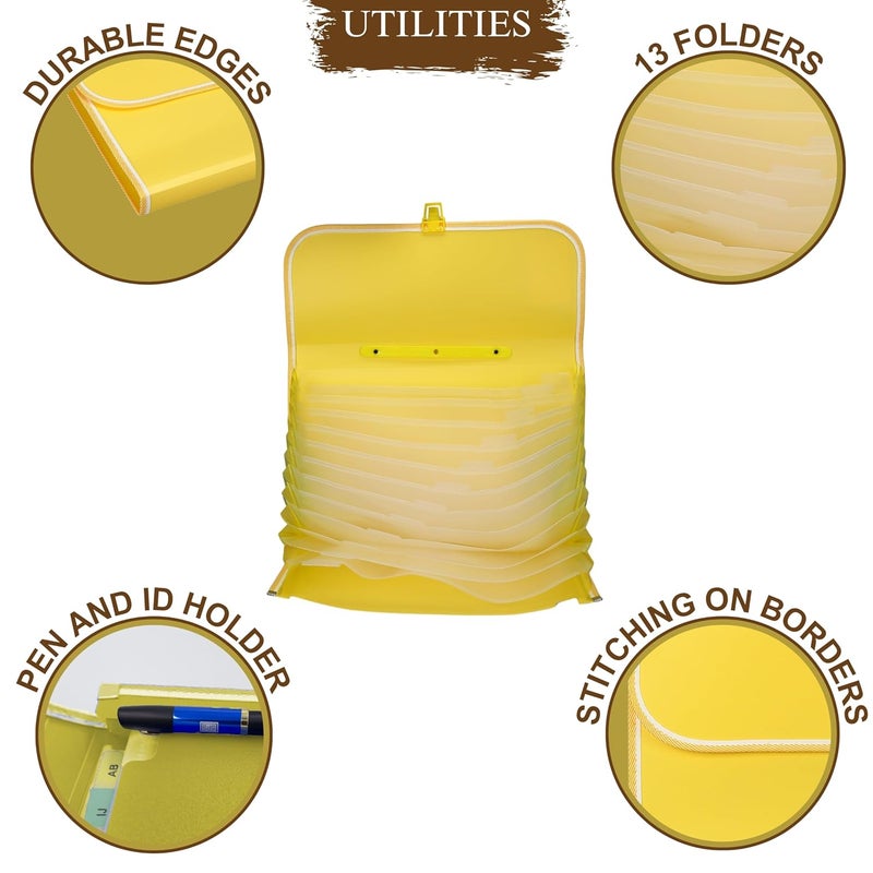 sps 13 Pocket Expanding File Folder with Buckle Closure,Label Index and Handle for A4/Foolscap/Legal Documents (Yellow) - Image 5