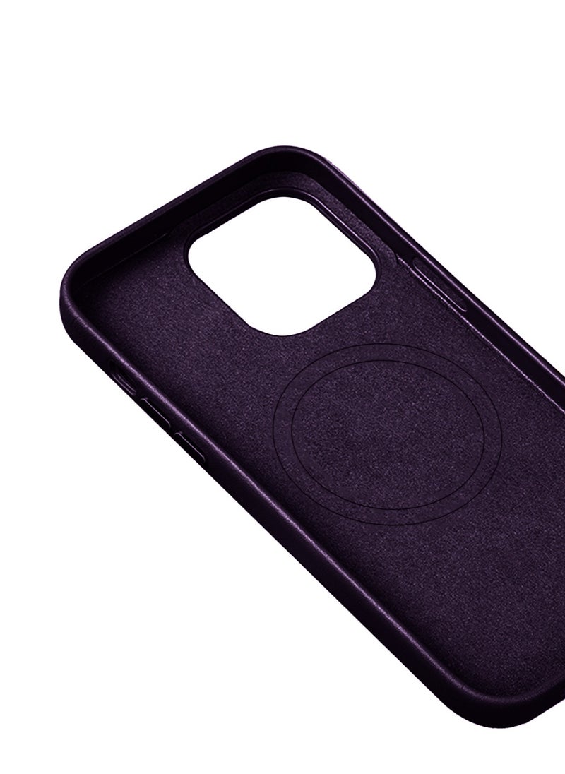 Wtech - Leather Magnetic Wireless Charging Case Original MagSafe Shockproof Case Cover For Apple iPhone 15 Pro 2023 Luxury Eggplant Purple - Image 1