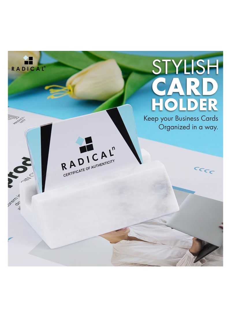 RADICALn Radicaln Business Card Holder White Handmade Marble Office Desk Organizers Small Business Supplies Home Office Décor  Ideal For Gift Cards Credit Card Holder Table Card Holders  - Image 2