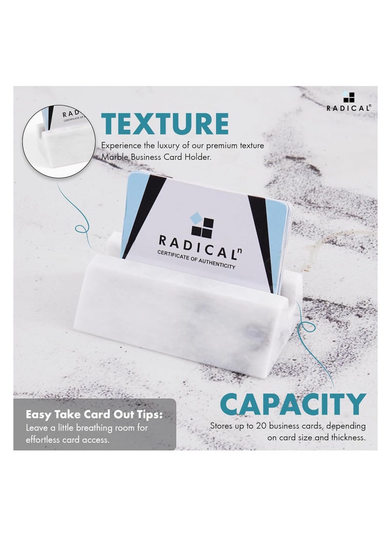 RADICALn Radicaln Business Card Holder White Handmade Marble Office Desk Organizers Small Business Supplies Home Office Décor  Ideal For Gift Cards Credit Card Holder Table Card Holders  - Image 3