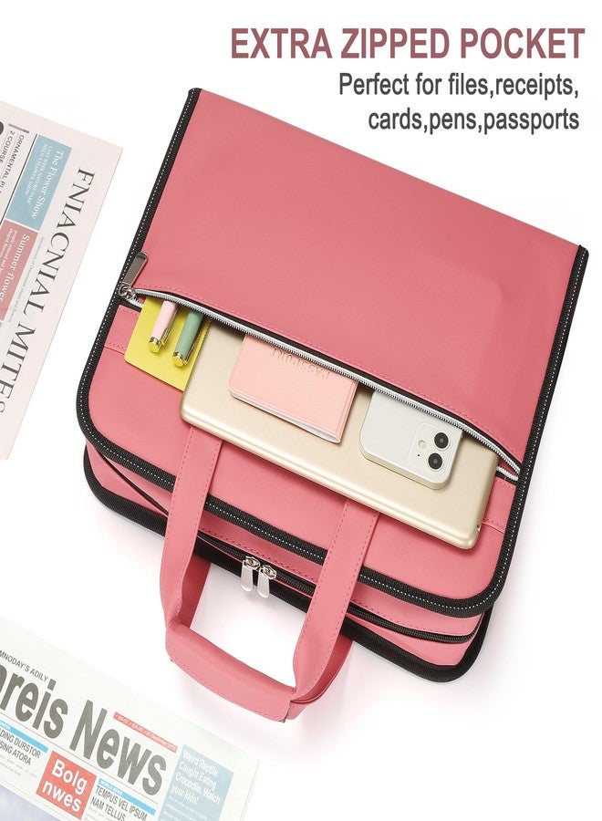 SEEKIND PU Leather Accordion File Organizer with Handle & Strap，12 Pockets Expanding File Folder with Zipper & Labels，Portable Document Organizer File for Letter A4 Files - Image 3