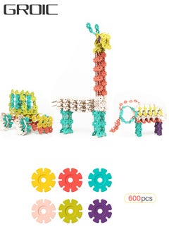 GROIC 600 PCS Snowflakes, Interlocking Plastic Disc Set, DIY Assembled Building Blocks, STEM Connectors Kids Construction Toy, Parent-Child Interactive Puzzle Early Education Toys  - Image 1