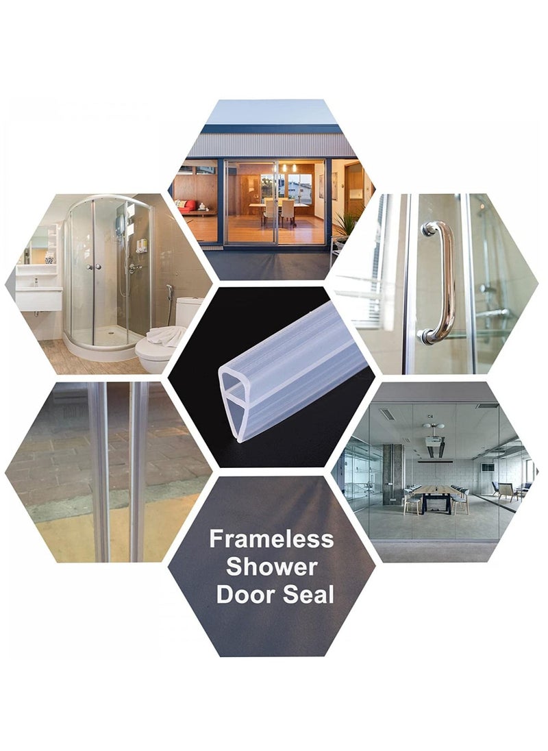 SYOSI Glass Door Seal Strip, Frameless Glass Shower Door Sweep, Door Bottom Side/Corner Side Seal Strip Seal Rubber, Stop Shower Leaks and Create a Water Barrier, 10mm Thickness, 5M Length U Type  - Image 2