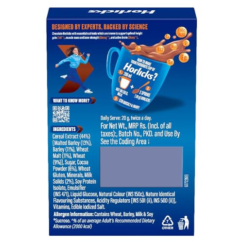 Horlicks Health & Nutrition drink - Refill pack (Chocolate flavor) - Pamherbals - Image 2