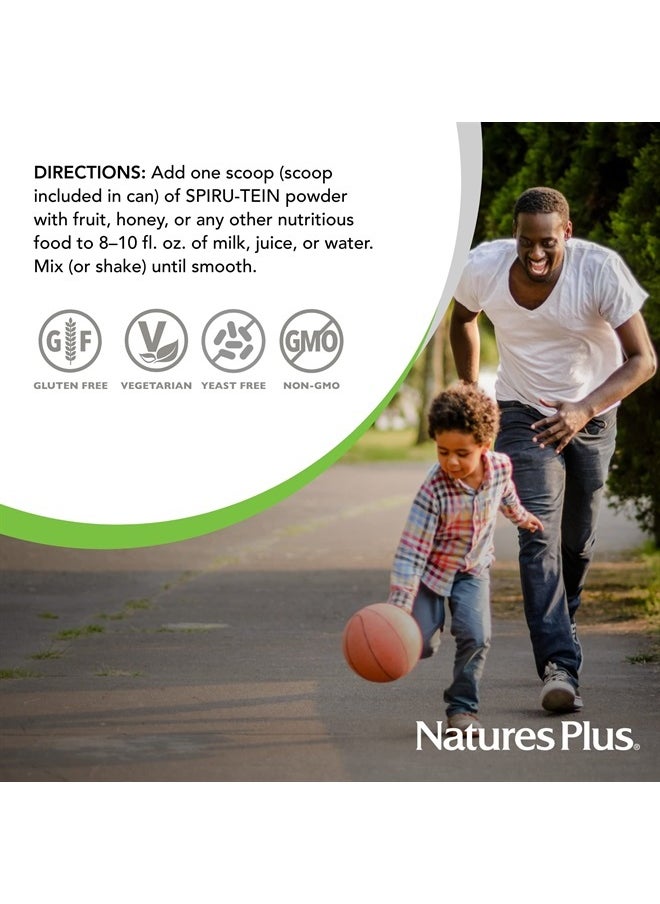 Natures Plus - SPIRU-TEIN Simply Natural, Original Vanilla - 0.81 lb - Unsweetened Plant-Based Protein Shake - Non-GMO, Vegetarian, Gluten Free - 16 Total Servings - Image 1