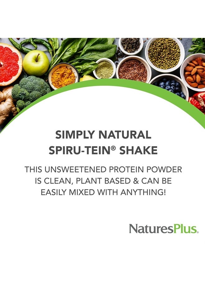 Natures Plus - SPIRU-TEIN Simply Natural, Original Vanilla - 0.81 lb - Unsweetened Plant-Based Protein Shake - Non-GMO, Vegetarian, Gluten Free - 16 Total Servings - Image 1