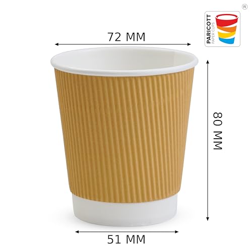 PARICOTT 200ml – 100 Cups | Ripple Paper Cups | Disposable Coffee & Tea Cups for Hot Drinks | Leak-Resistant, Sturdy & Eco-Friendly | Ideal for Office, Home, Events, Travel & Parties - Image 4