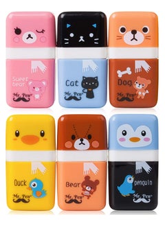 CMGTYYD CMGTYYD Pencil Eraser Shaving Roller Case for Easy Pick Up and Removal | Animal Themed Cute and Fun Party Favor and School Supplies for Kids, Back to school gift(6 Pcs)  - Image 1