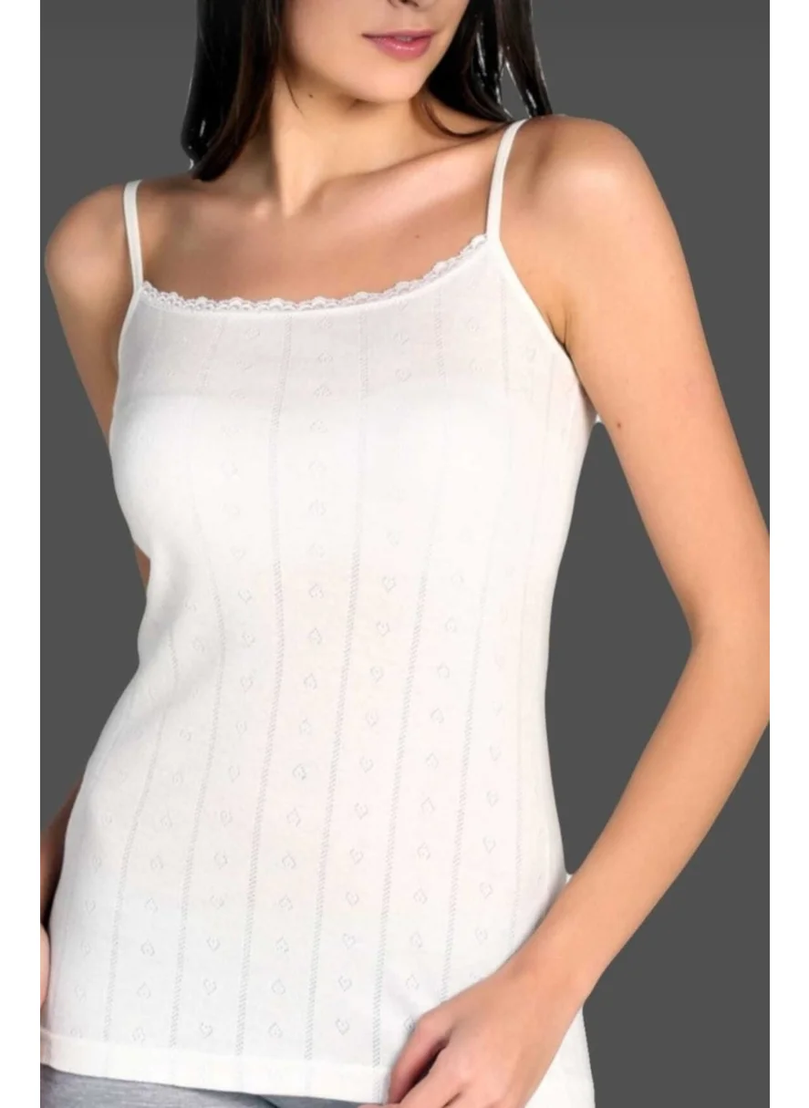 Tutku Passion 0200 Passion Women Jacquard Rope Strap 6 Piece Undershirt