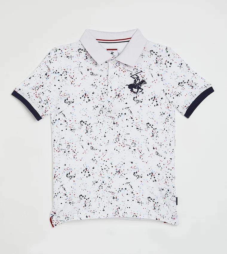 BEVERLY HILLS POLO CLUB Printed Short Sleeves Polo T-Shirt