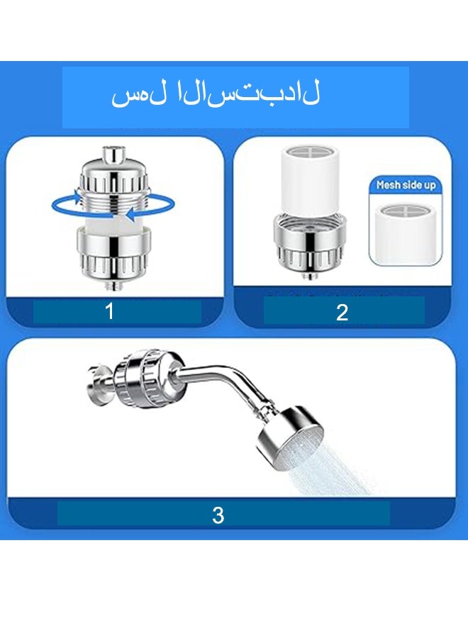 Shower Filter 20 Stage Showerhead Filter for Hard Water Shower Water Filter for Removing Chlorine Fluoride, Polished Chrome - Image 4