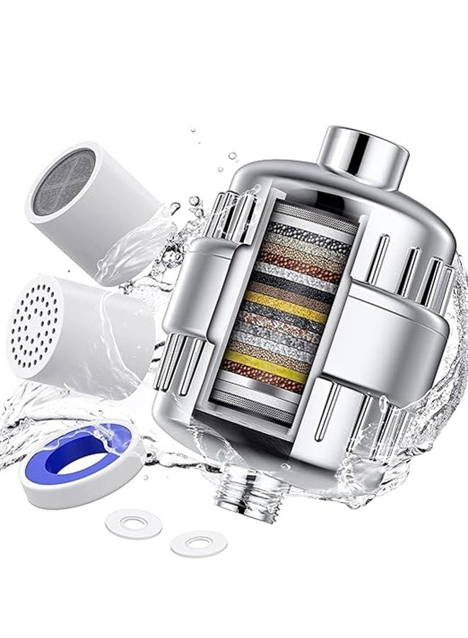 Shower Filter 20 Stage Showerhead Filter for Hard Water Shower Water Filter for Removing Chlorine Fluoride, Polished Chrome - Image 1