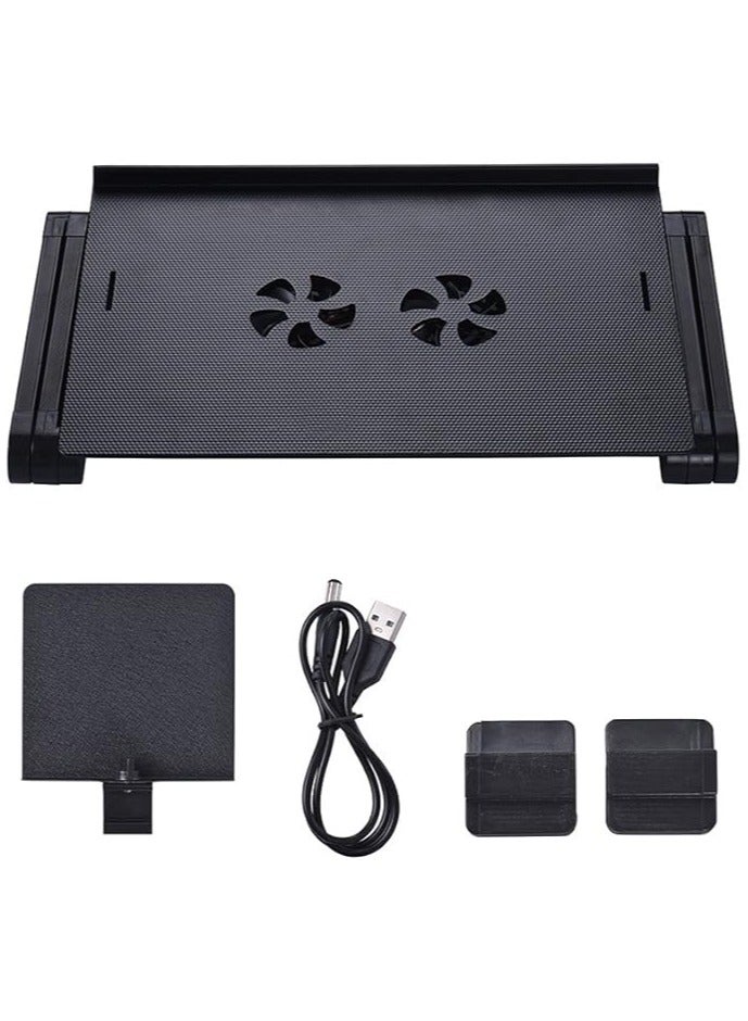 Green Tiger Foldable Laptop Table Stand Vented Computer Desk Bed Lap Tray 360 Degree Adjustable with Mouse Pad Cooling Fans - Image 3