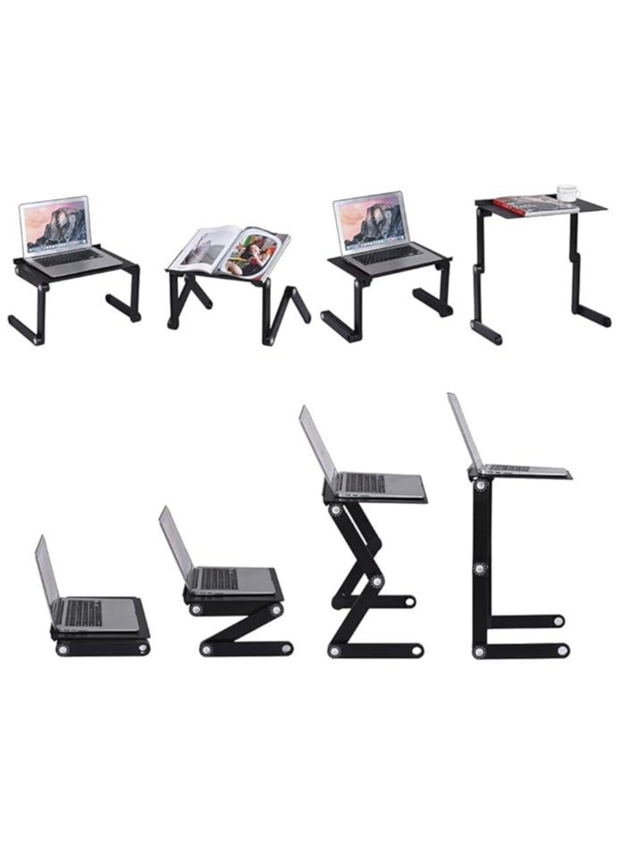 Green Tiger Foldable Laptop Table Stand Vented Computer Desk Bed Lap Tray 360 Degree Adjustable with Mouse Pad Cooling Fans - Image 4