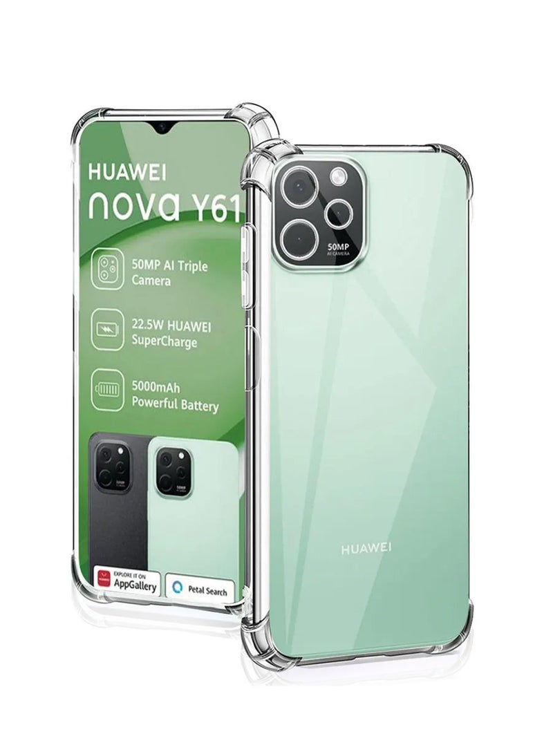 Techie Huawei Nova Y61 Soft TPU Bumper Corner Ultra Slim Clear Case Shockproof Anti Fingerprint Transparent Protective Back Cover - Image 2