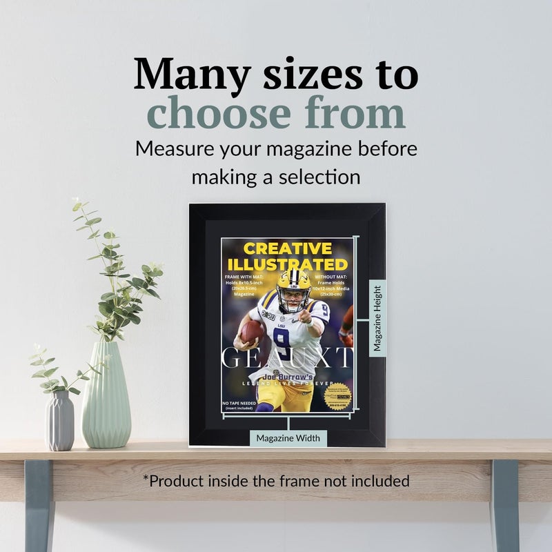 Creative Picture Frames 8" x 10.5" Sports Illustrated Magazine Display Frame, Suitable for 1994-Current Collector's Edition Sports Magazines with Wall Mount & Easel, Black Mat, 1 Count - Image 2