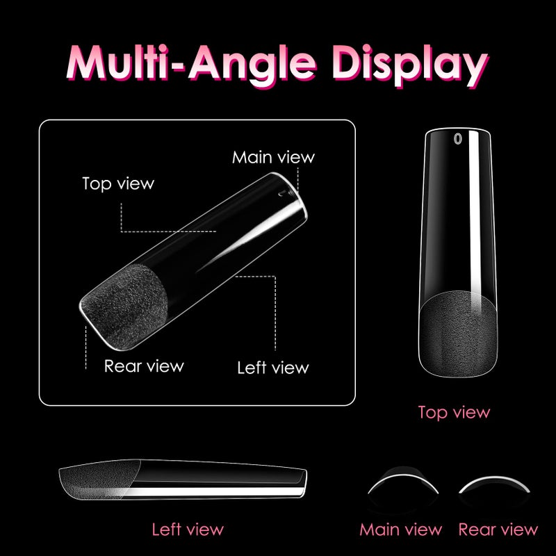 Ranrose Long Straight Nails Tips,240PCS Full Cover Soft Gel Nail Tips for Acrylic Nails Professional 12 Size Pre-shaped XXL Straight Shape False Nail Half Matte Fake Nail for Press On Nail Extensions - Image 2