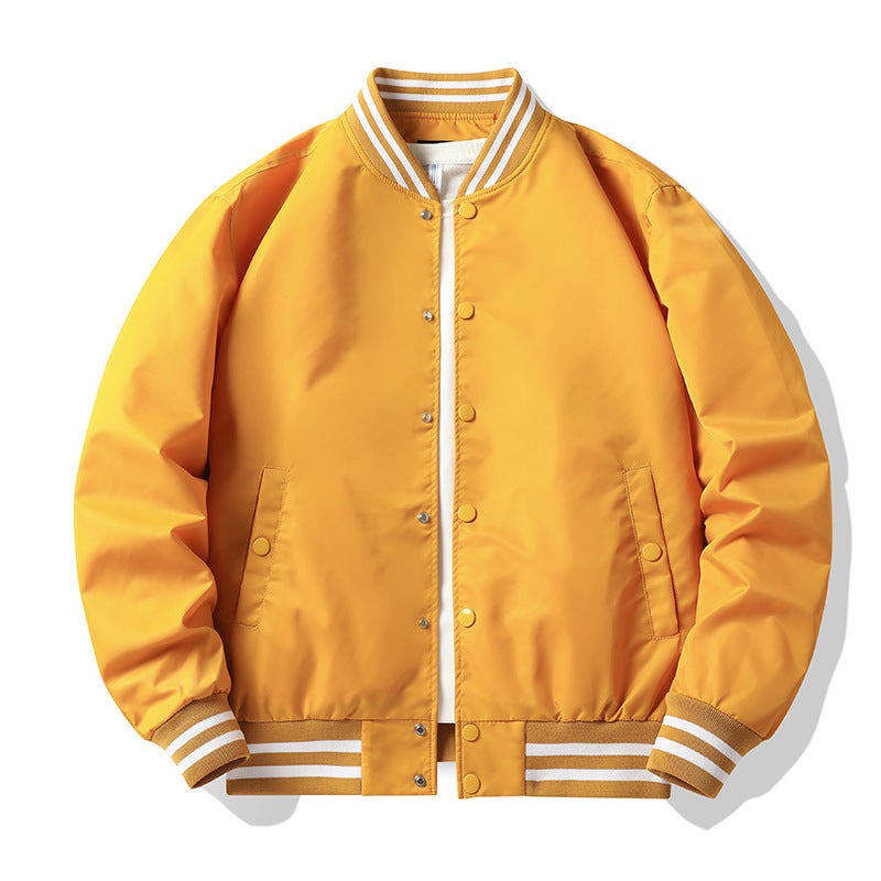 Color-inserted baseball uniform mens spring and autumn American pilot jacket mens and womens same couple jacket ins fashion workwear jacket Yellow (regular models)