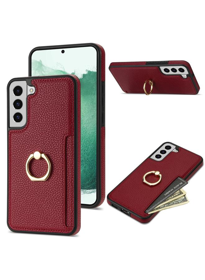 اس-توب جراب لهاتف Samsung Galaxy S21 FE 5G Ring Card Litchi Leather Back Case Phone Case - Image 1