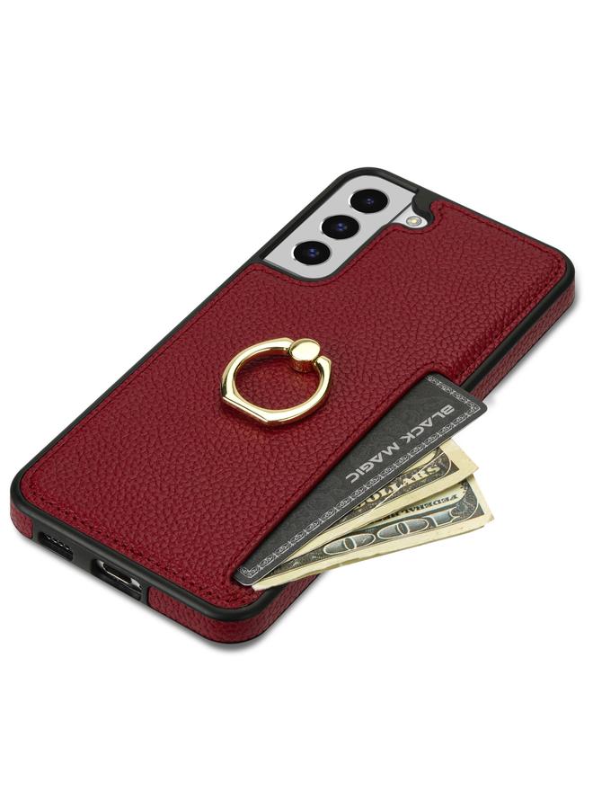 اس-توب جراب لهاتف Samsung Galaxy S21 FE 5G Ring Card Litchi Leather Back Case Phone Case - Image 3
