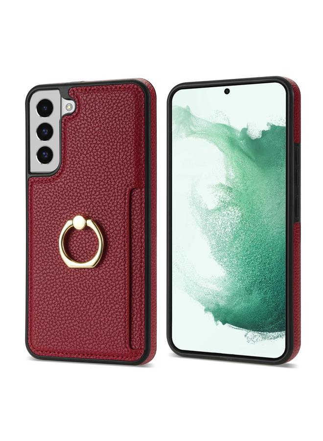 اس-توب جراب لهاتف Samsung Galaxy S21 FE 5G Ring Card Litchi Leather Back Case Phone Case - Image 2