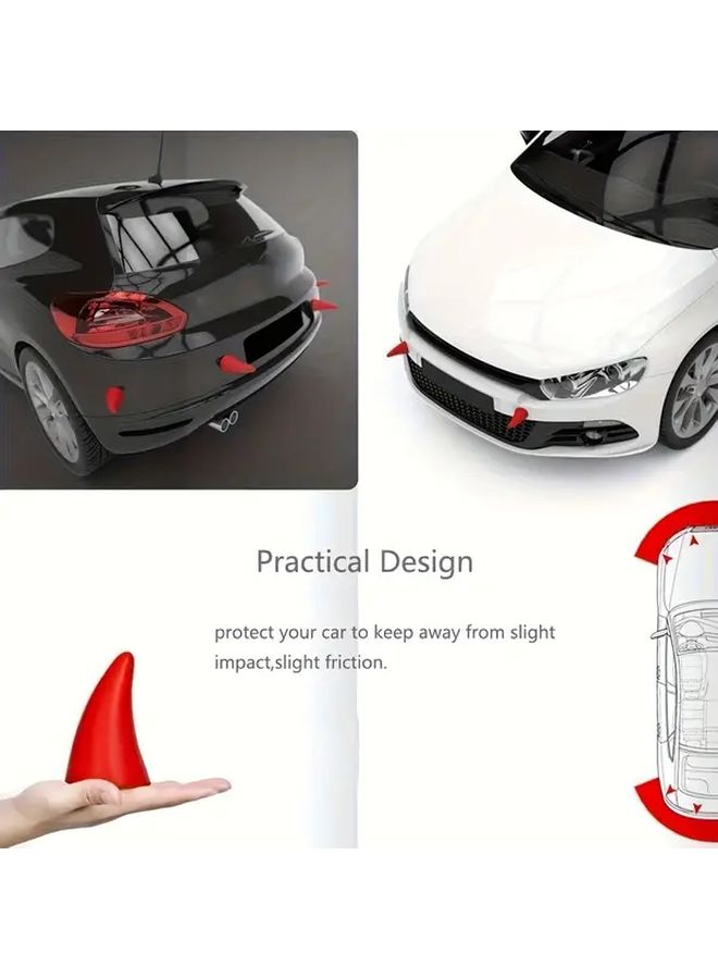Red Devil Horn Car Roof Decoration Set Scratch Covering Anti Collision Decals - Image 2