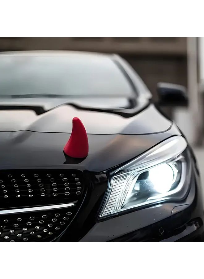Red Devil Horn Car Roof Decoration Set Scratch Covering Anti Collision Decals - Image 3