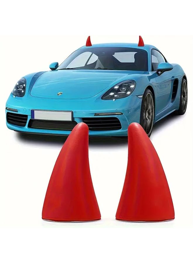 Red Devil Horn Car Roof Decoration Set Scratch Covering Anti Collision Decals - Image 4