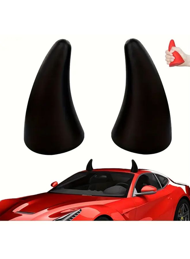 Red Devil Horn Car Roof Decoration Set Scratch Covering Anti Collision Decals - Image 5