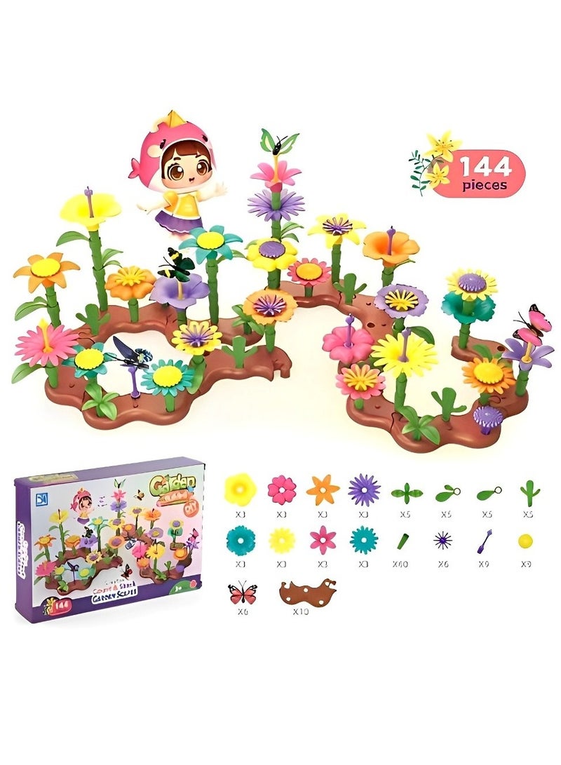 مجموعة زهور بلاستيكية تركيبية ملونة، ألعاب مونتيسوري لتعزيز التفكير التنموي وتنمية المهارات الحركية والحسية للأطفال الصغار، أدوات دعم التدريب للمعلمين والآباء، هدية رائعة (مجموعة من 144 قطعة) - Image 1