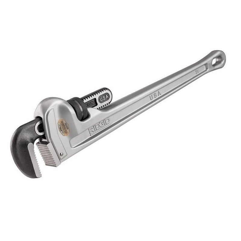 RIDGID 31105 Model 824 Aluminum Straight Pipe Wrench, 24-inch Plumbing Wrench, grey - Image 1